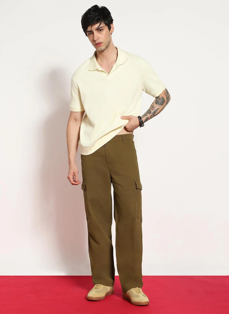 Urbano Fashion  Urbano Fashion Men's Tobacco Loose Baggy Fit Solid Cargo Chino Pant with 6 Pockets Non-Stretchable for Men | Best Price UAE